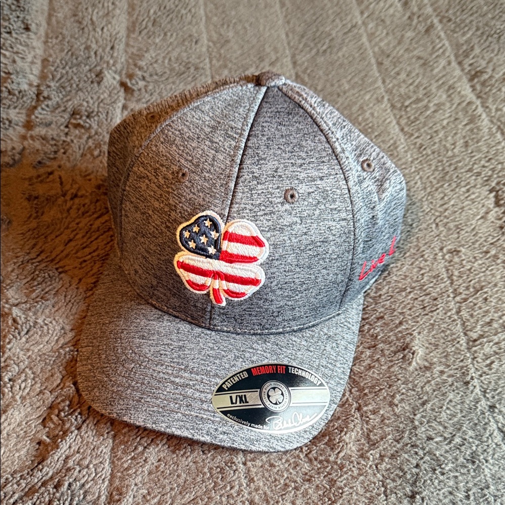 Gray Cap with American Flag Clover by